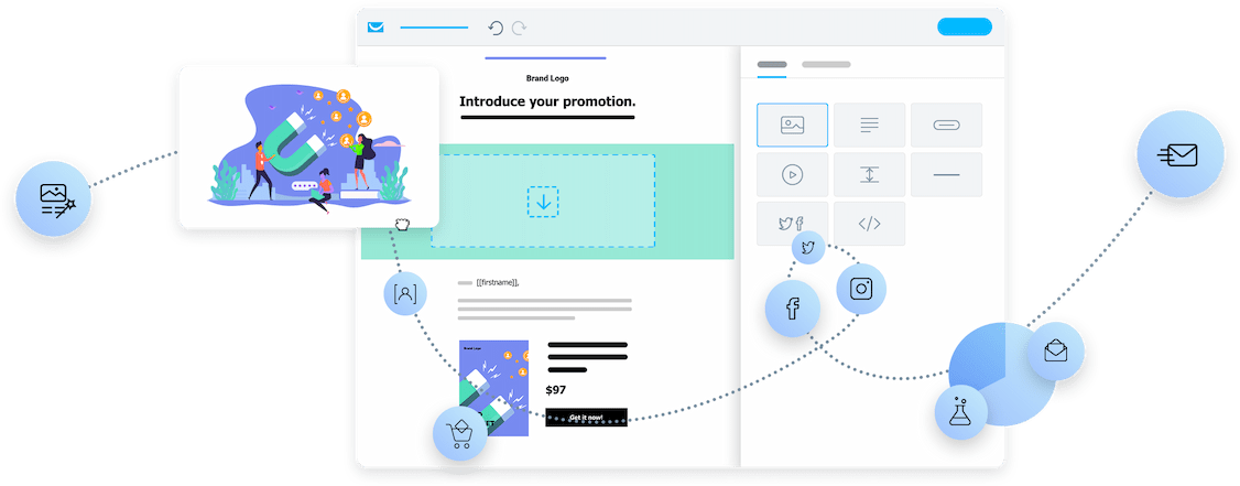 Create beautiful, responsive emails with an easy drag-and-drop builder