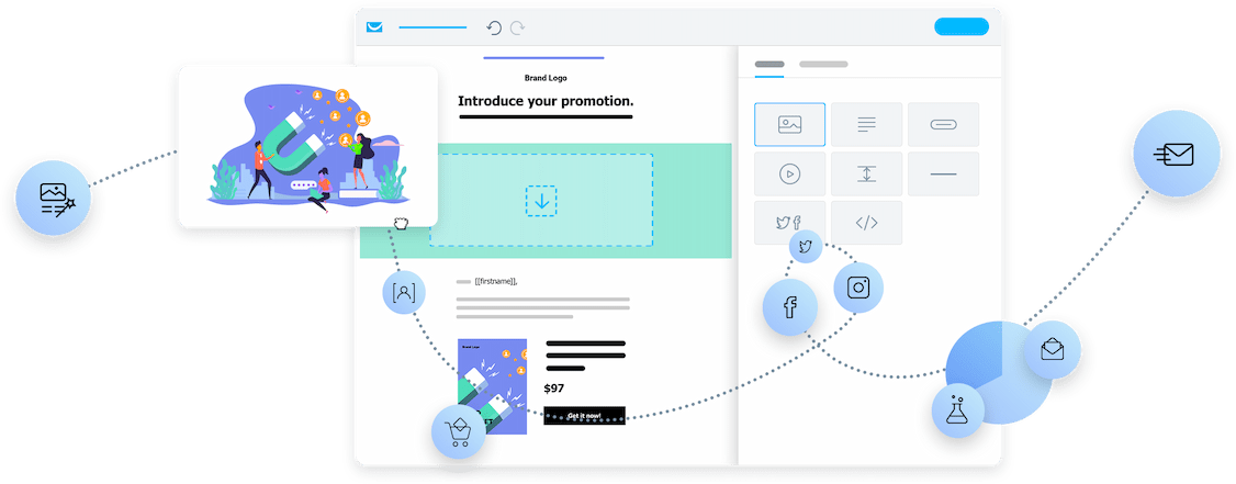 Prepare e-mails sensacionais com o editor mais intuitivo do mercado